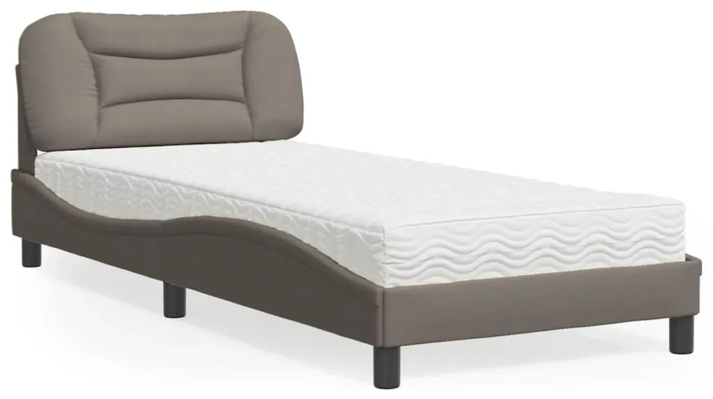 vidaXL Κρεβάτι με Στρώμα Taupe 80x200 εκ. Υφασμάτινο