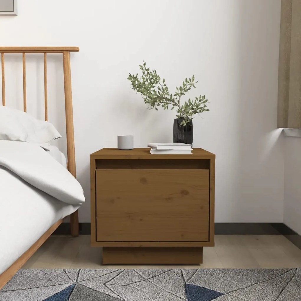 vidaXL Κομοδίνο Καφέ Μελί 35 x 34 x 32 εκ. από Μασίφ Ξύλο Πεύκου