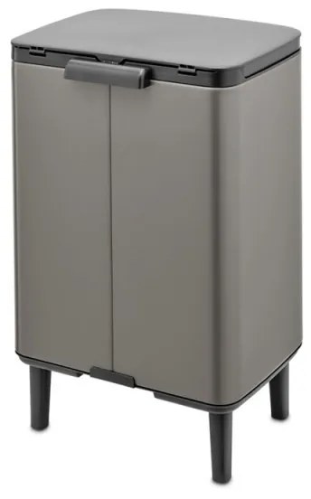 Κάδος απορριμμάτων Brabantia Bo Small Hi 12L, Ομαλό και αθόρυβο άνοιγμα, Αντιολισθητική βάση, Γκρι