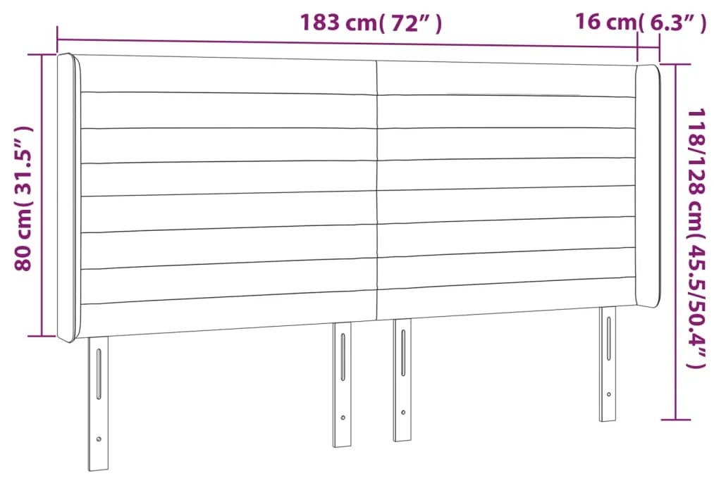 vidaXL Κεφαλάρι Κρεβατιού LED Taupe 183x16x118/128 εκ. Υφασμάτινο