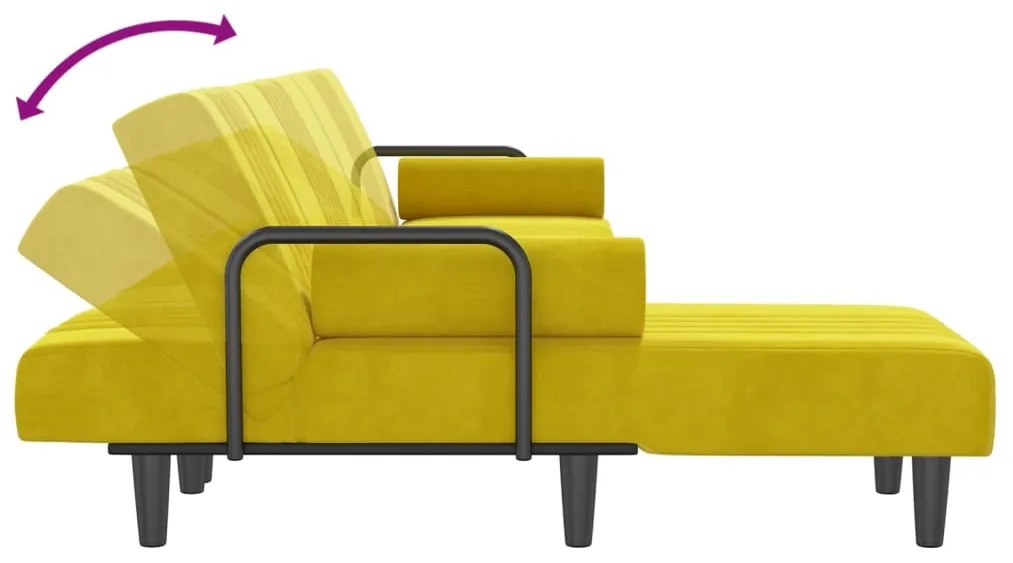 Καναπές Κρεβάτι Γωνιακός Κίτρινος 260 x 140 x 70 εκ. Βελούδινος 3157246