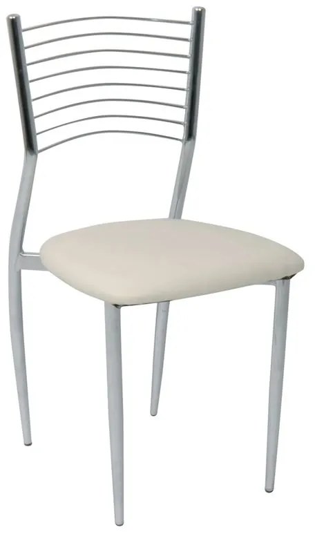 VIVIAN Καρέκλα Μέταλλο Χρώμιο, PVC Εκρού  40x44x83cm ΕΜ935,1