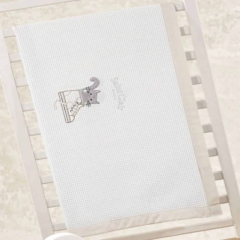 Κουβέρτα Βρεφική Max Πικέ White-Grey Saint Clair Κούνιας 110x150cm 100% Βαμβάκι