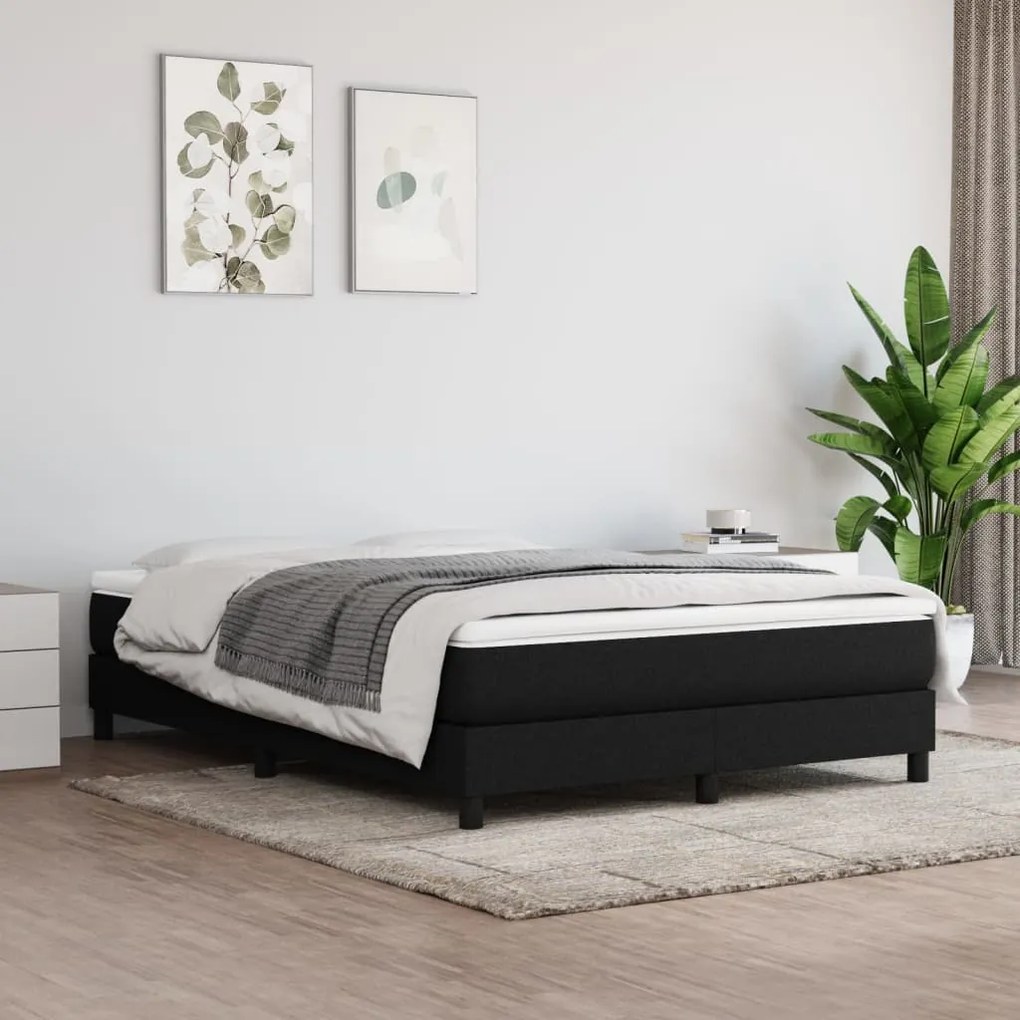 vidaXL Κρεβάτι Boxspring με Στρώμα Μαύρο 160x200 εκ. Υφασμάτινο