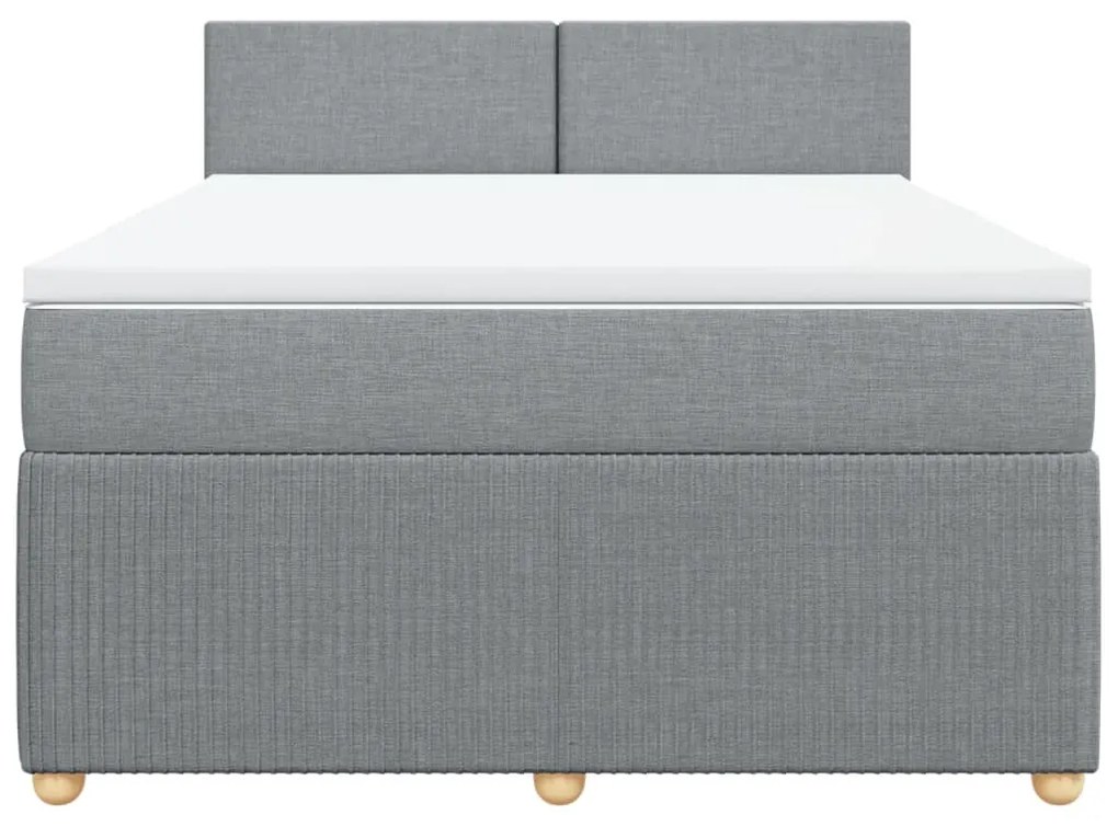 vidaXL Κρεβάτι Boxspring με Στρώμα Ανοιχτό Γκρι 140x200 εκ. Υφασμάτινο