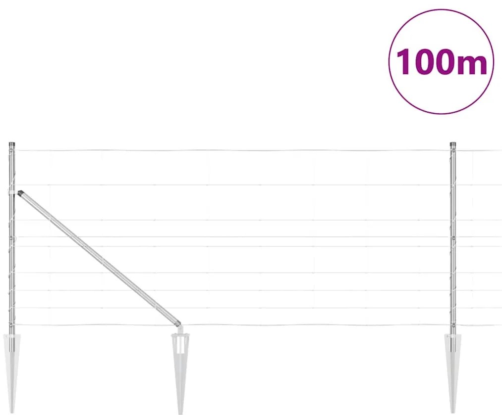 vidaXL Περίφραξη αγρού Ασημί 100 x 1 μ Γαλβανισμένος χάλυβας