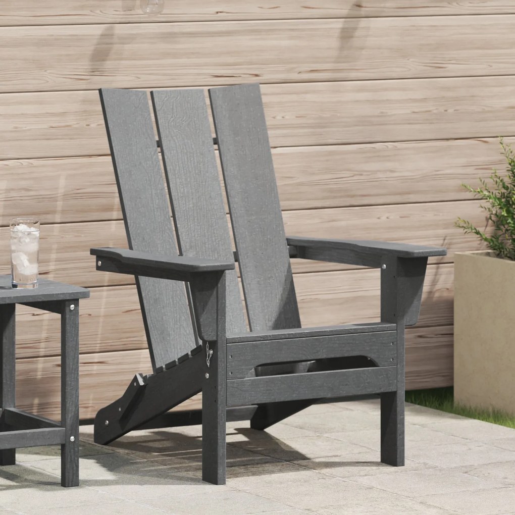vidaXL Αναδιπλούμενη Καρέκλα Adirondack Ανοιχτό γκρι 74,5x80,5x90 εκ HDPE