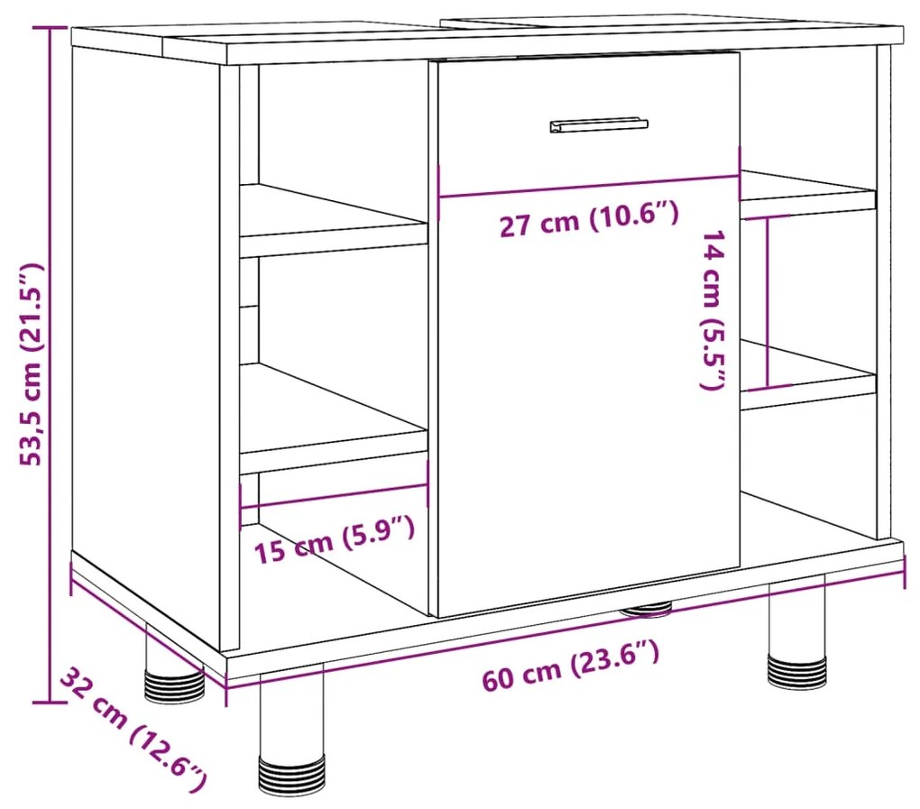 ΝΤΟΥΛΑΠΙ ΝΙΠΤΗΡΑ SONOMA ΔΡΥΣ 60 X 32 X 53,5 ΕΚ. ΑΠΟ ΕΠΕΞ. ΞΥΛΟ 856142