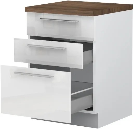 Επιδαπέδιο ντουλάπι Raval R-60-3MBOX-Λευκό - Λευκό γυαλιστερό - 60.00Χ60.00Χ88.00cm