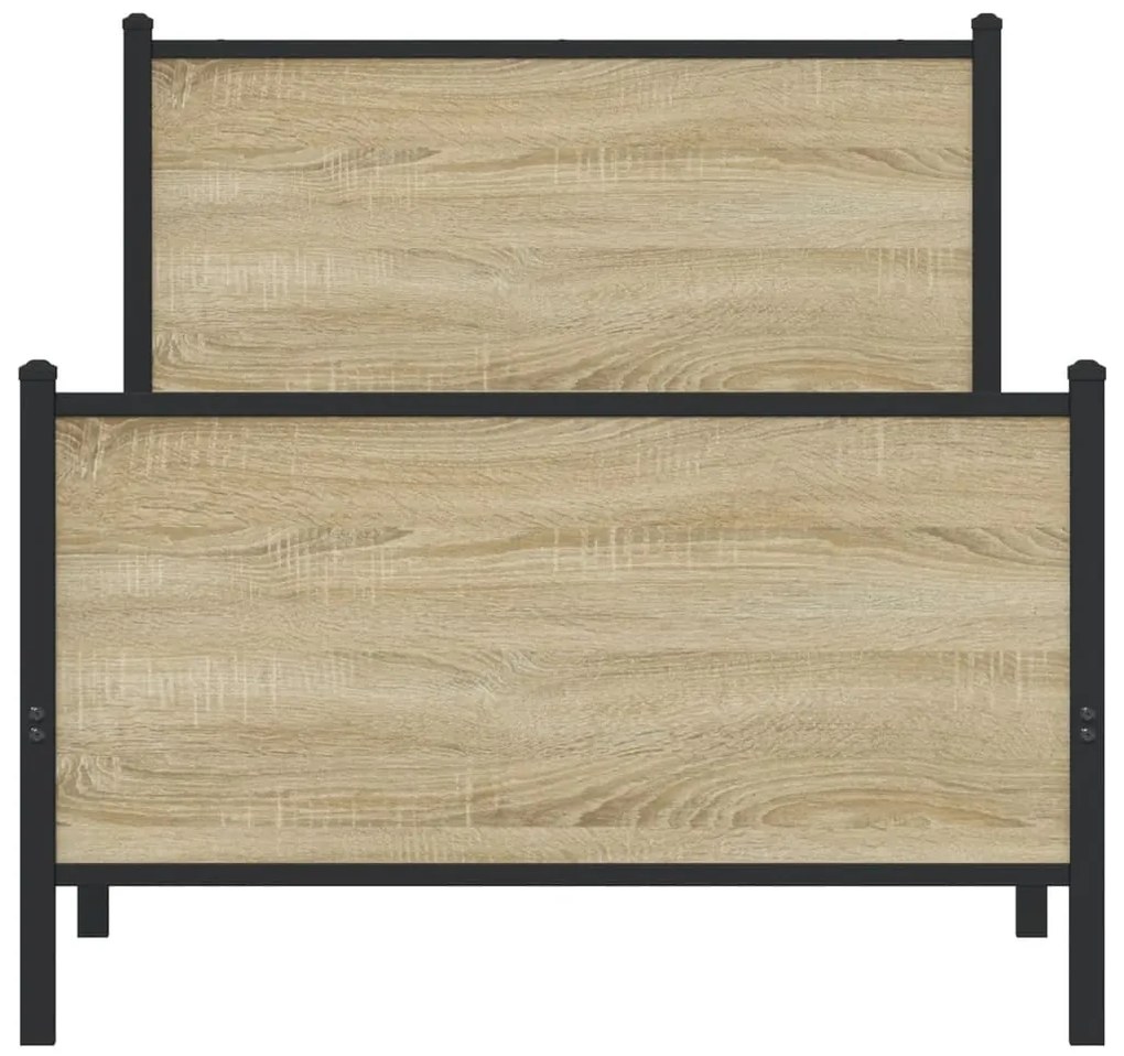 vidaXL Σκελετός Κρεβ. Χωρίς Στρώμα Sonoma Δρυς 90x200 εκ. Μεταλλικό