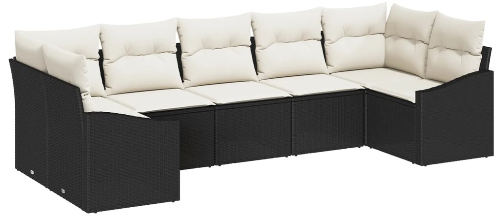 Σέτ φαγητού για κήπο με μαξιλάρι 7 pcs Μαύρο και Κρέμα