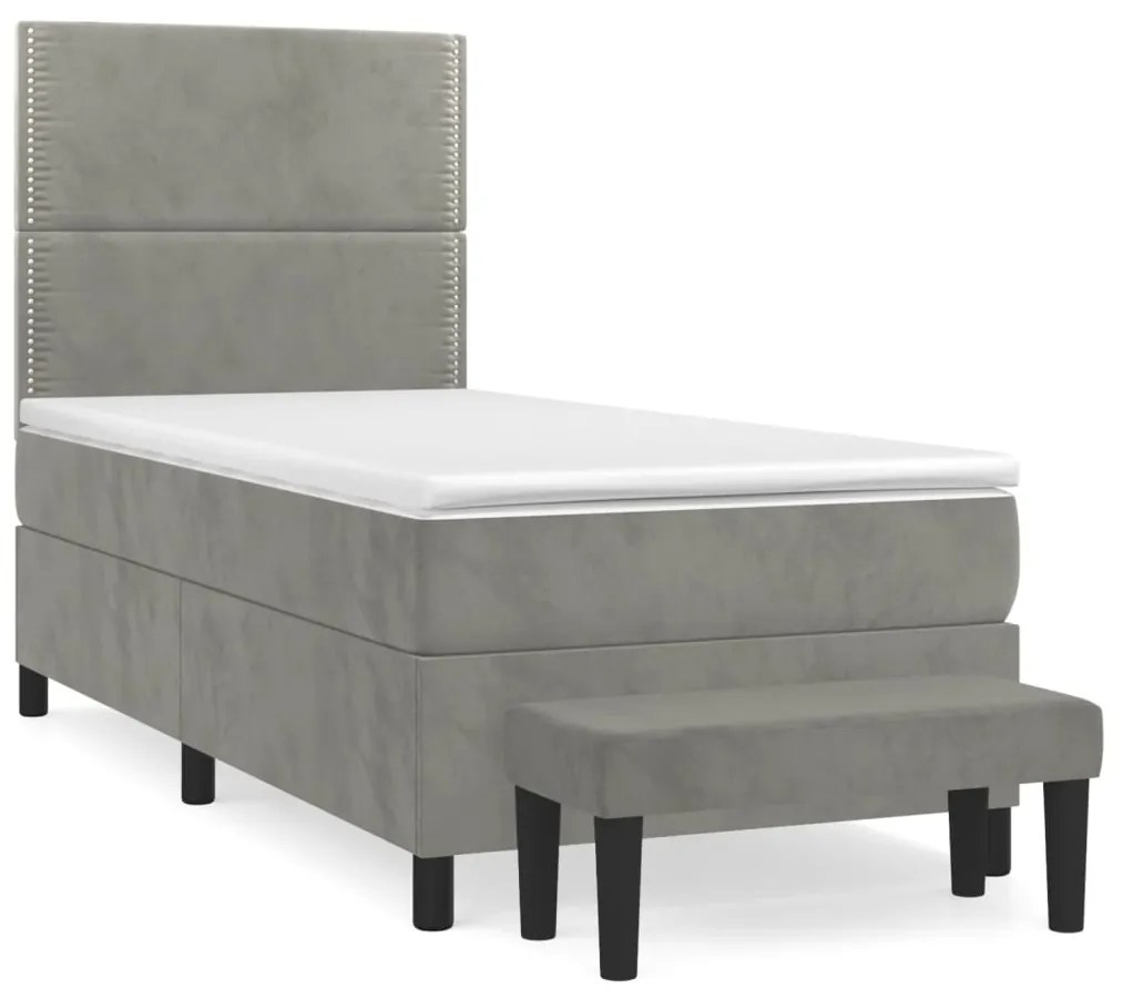 ΚΡΕΒΑΤΙ BOXSPRING ΜΕ ΣΤΡΩΜΑ ΑΝΟΙΧΤΟ ΓΚΡΙ 90X200 ΕΚ. ΒΕΛΟΥΔΙΝΟ 3137761