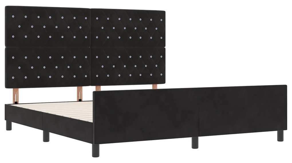 vidaXL Σκελετός Κρεβατιού με κεφαλάρι Μαύρο 180 x 200 cm Βελούδο