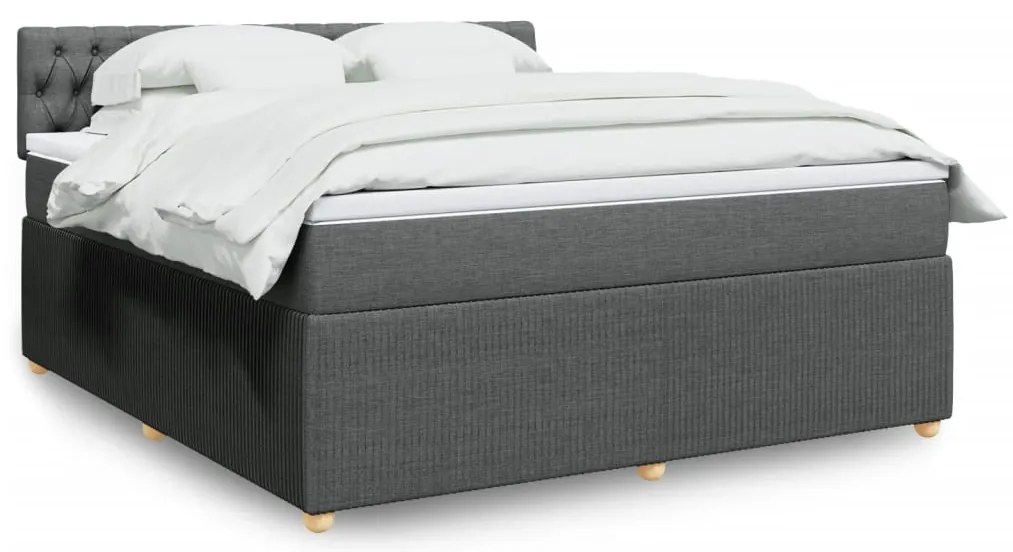 vidaXL Κρεβάτι Boxspring με Στρώμα Σκούρο Γκρι 180x200 εκ Υφασμάτιν