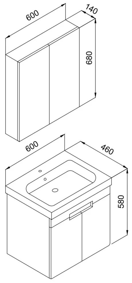 Σετ Έπιπλο Μπάνιου TREND 60 Ανθρακί 60x46x150 εκ.