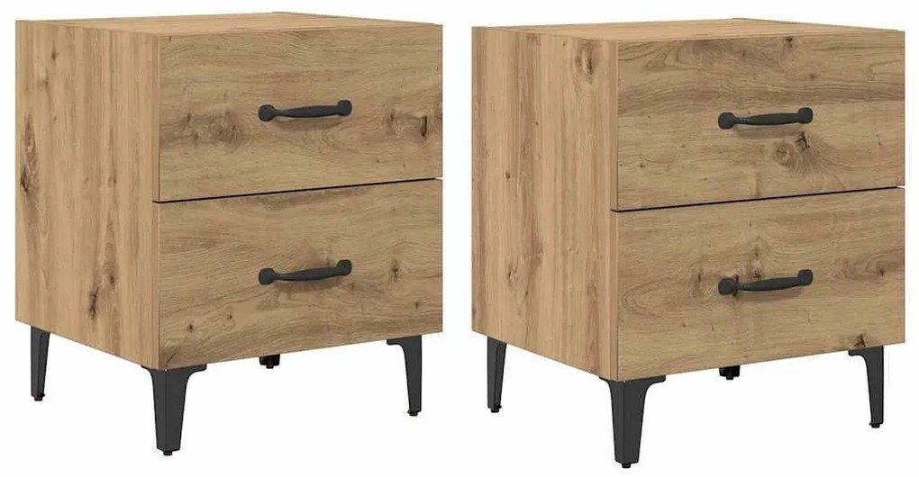 vidaXL Ντουλάπι κρεβατιού 2 pcs artisan δρυς 40 x 35 x 47.5 εκ