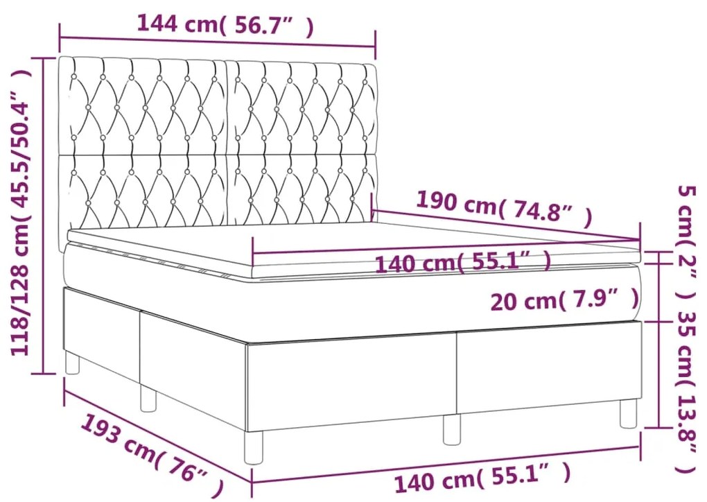 ΚΡΕΒΑΤΙ BOXSPRING ΜΕ ΣΤΡΩΜΑ TAUPE 140X190 ΕΚ. ΥΦΑΣΜΑΤΙΝΟ 3142013