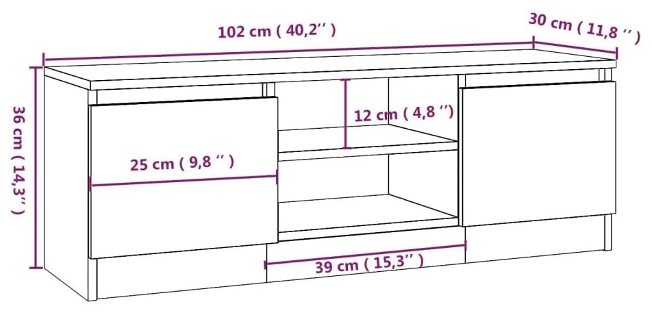 Έπιπλο Τηλεόρασης με Πόρτα Λευκό 102 x 30 x 36 εκ. - Λευκό