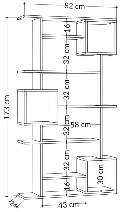 Βιβλιοθήκη Soto χρώμα ανοικτό μόκα 92x28x173εκ