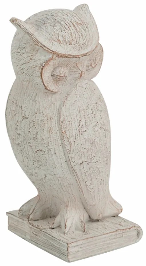 Artekko Owl Διακοσμητική Κουκουβάγια Ρητίνη Λευκή Πατίνα (10.5x9.5x20)cm