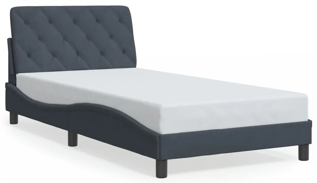 vidaXL Πλαίσιο κρεβατιού με LED χωρίς στρώμα Σκούρο Γκρι 100x200 εκ. Βελούδινο