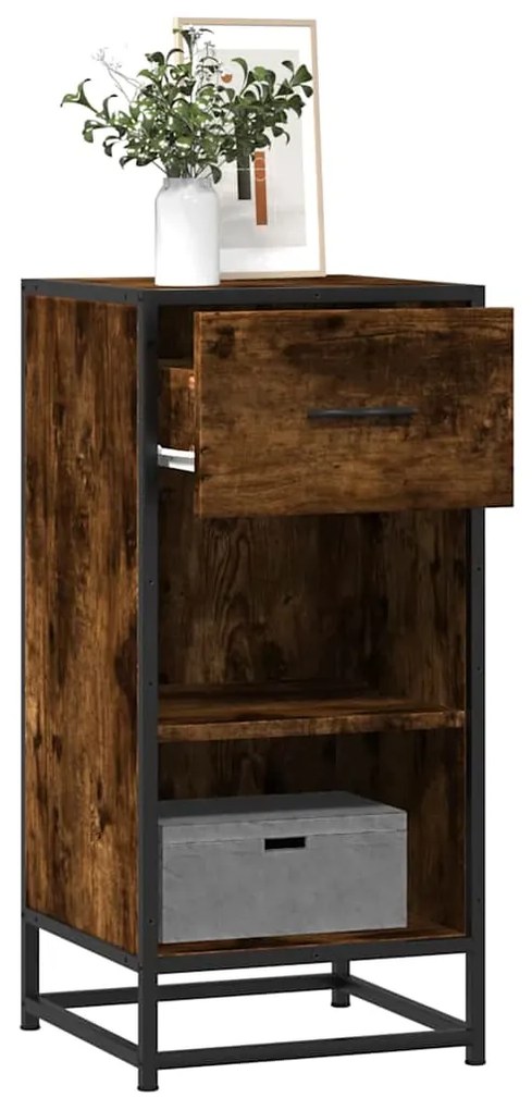 Ραφιέρα Καπνιστή Δρυς 35,5x35x76 εκ. Επεξ. Ξύλο + Μέταλλο