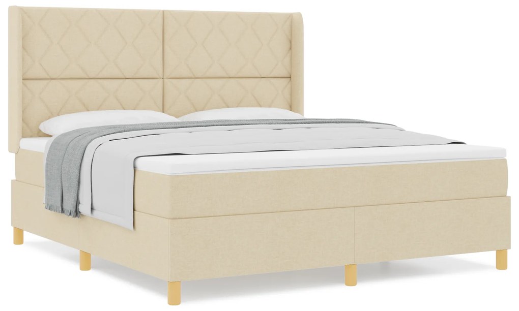 vidaXL Κρεβάτι με ελατήριο με στρώμα Κρεμ 180 x 200 cm ύφασμα