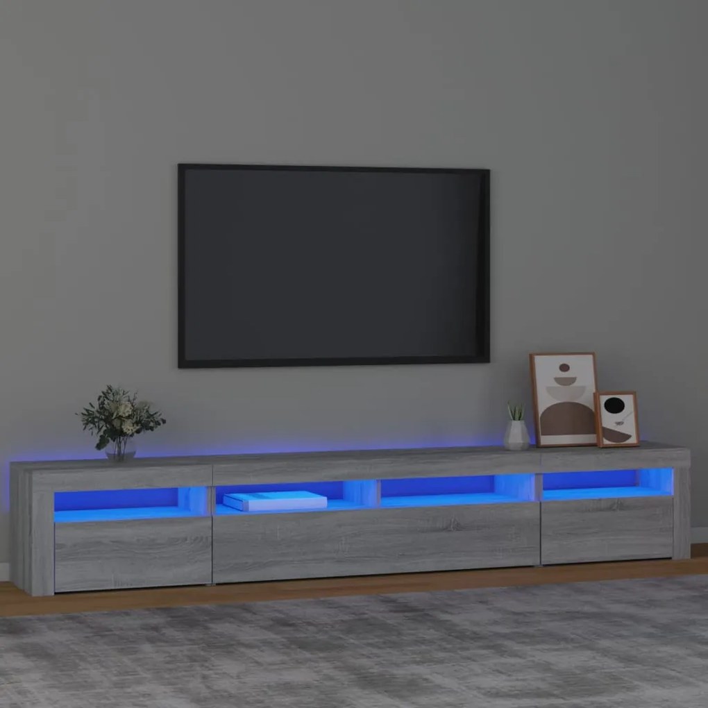 Έπιπλο Τηλεόρασης με LED Γκρι Sonoma 240x35x40 εκ.