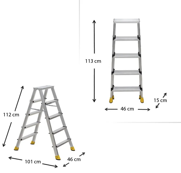 Σκάλα Double Step Perilla αλουμινίου 5+5 σκαλοπάτια 103εκ.