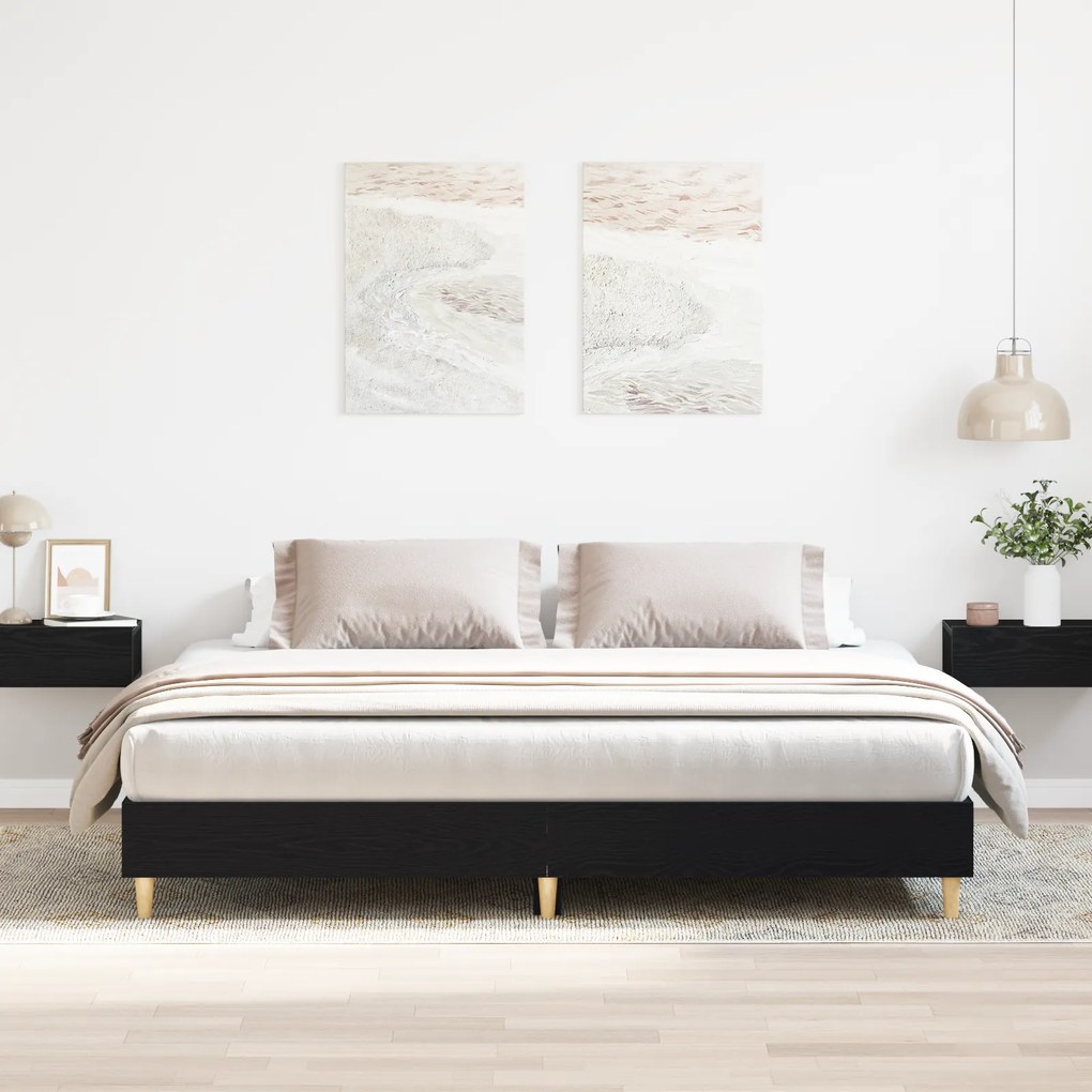 vidaXL Κρεβάτι Μαύρη Δρυς 180x200 εκ. Σύνθετο Ξύλο
