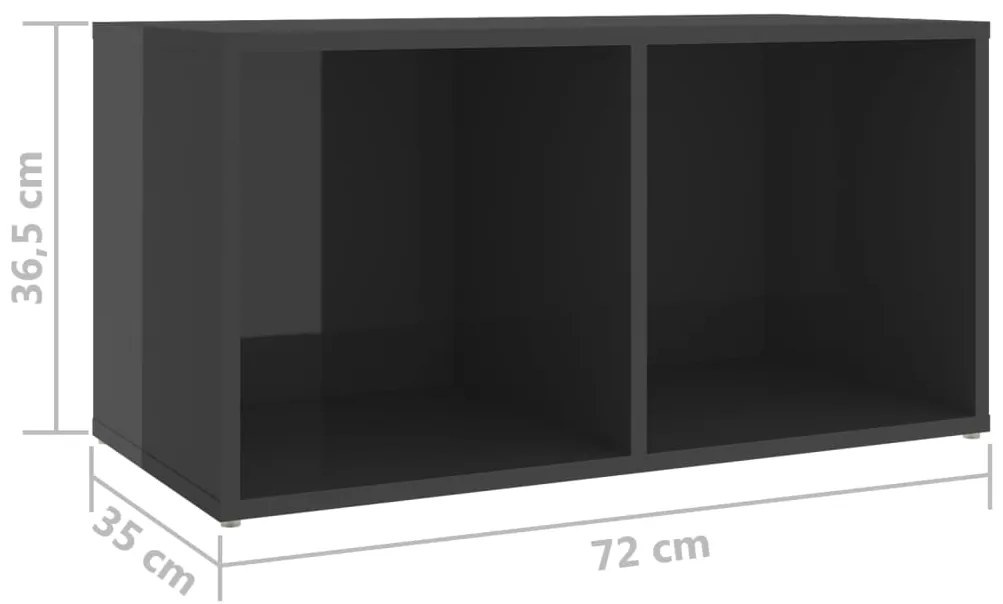 Έπιπλα Τηλεόρασης 2 τεμ. Γυαλ. Γκρι 72x35x36,5 εκ. Επεξ. Ξύλο - Γκρι