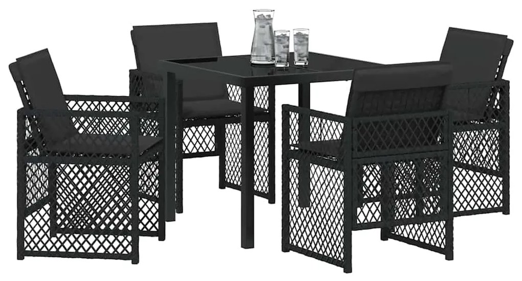 vidaXL Σέτ φαγητού για κήπο 5 pcs Μαύρο συνθετικό ρατάν