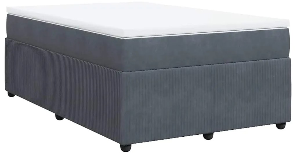 vidaXL Κρεβάτι Boxspring με Στρώμα Σκούρο Γκρι 120x190 εκ. Βελούδινο