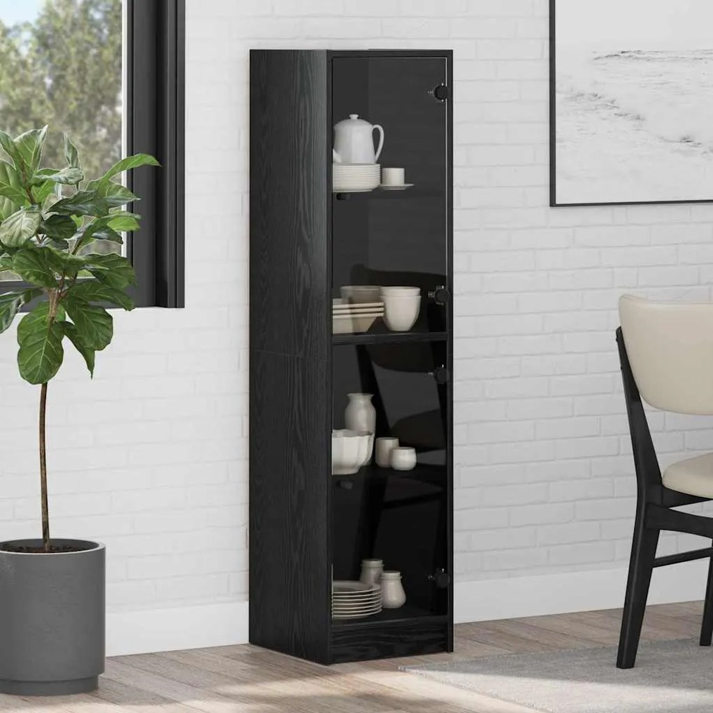 Highboard Μαύρη Οξυά 35 x 37 x 142 εκ Επεξεργασμένο ξύλο