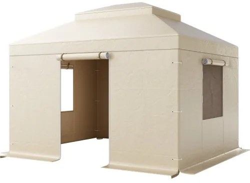 VEVOR Winter Gazebo Cover Fits 3.05 x 3.65 m Hardtop Gazebos, All-Weather Double-Tiered Gazebo Cover with Sidewalls & Windows, High-Density PE Enclosed Storage Shelter Covers, Gazebos not Included