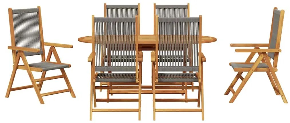 vidaXL Σέτ φαγητού για κήπο 7 pcs Γκρι Στερεό Ξύλο Ακακίας