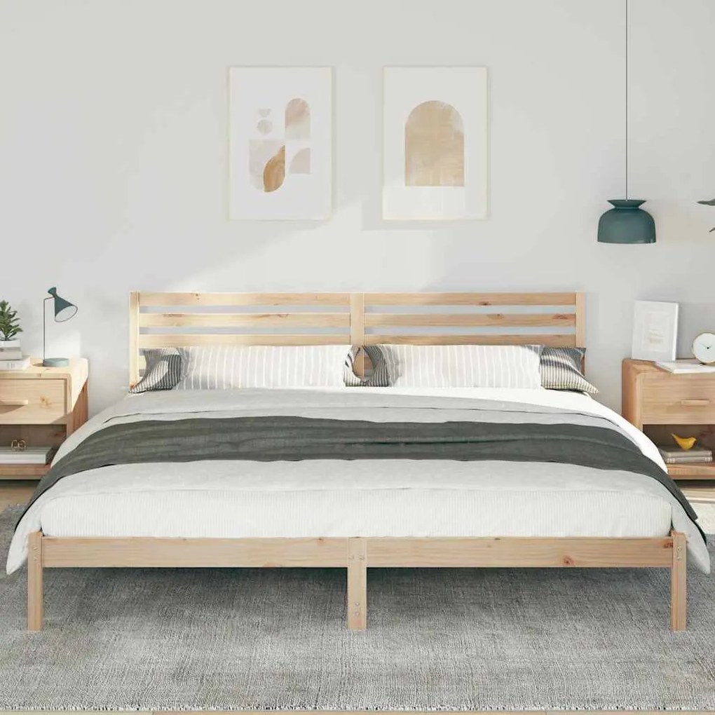 vidaXL Σκελετός Κρεβατιού Καφέ 200 x 210 cm Μασίφ ξύλο πεύκου