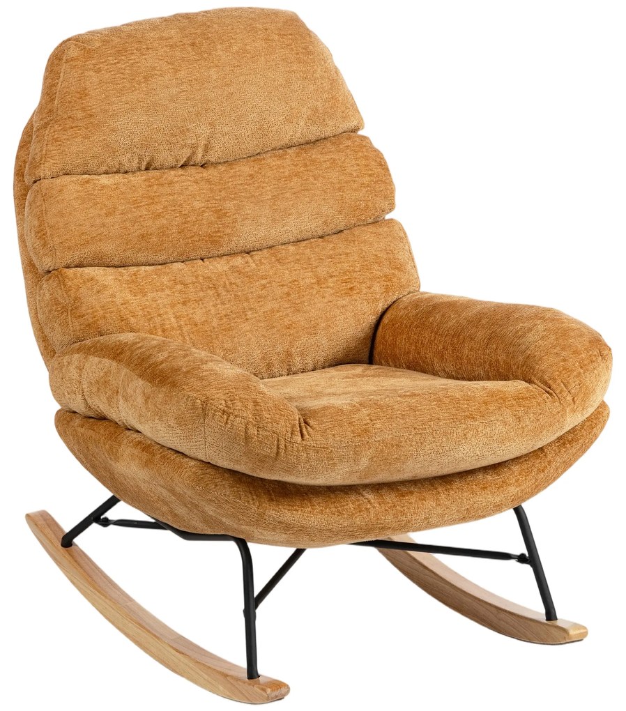 HOMCOM Γεμιστη πολυθρόνα με ατσάλινα πόδια και ξύλινες βάσεις, Κίτρινο