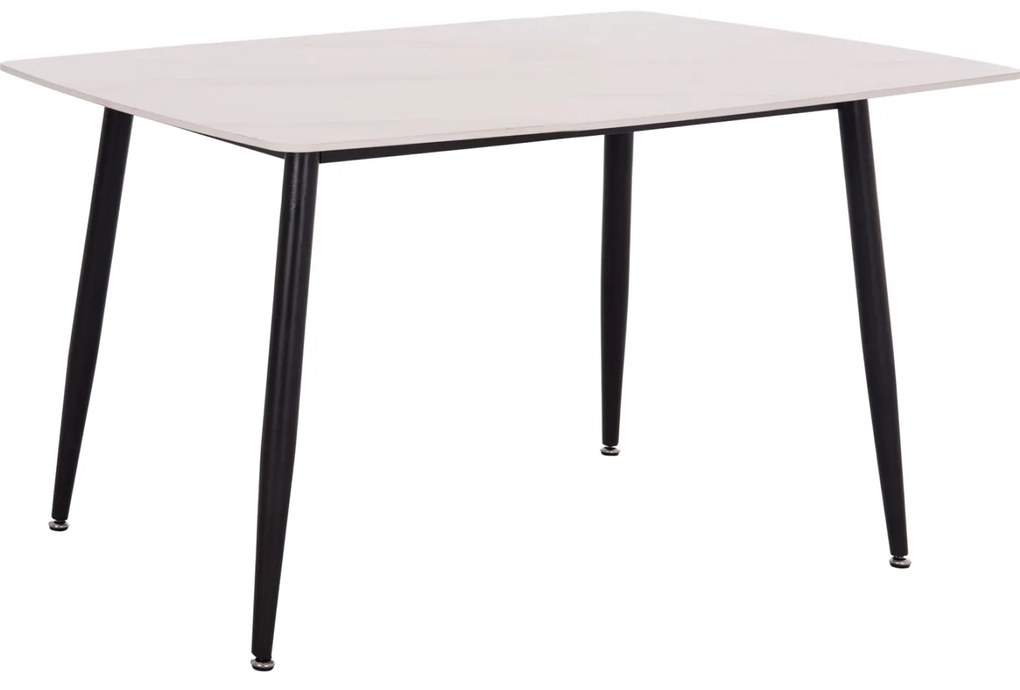 Τραπέζι Rav λευκό μαρμάρου sintered stone-μαύρο μέταλλο 140x80x75