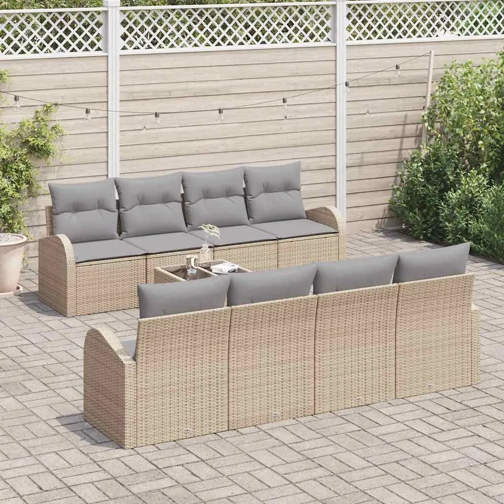 vidaXL Σετ Καναπέ Κήπου 7 pcs Μπεζ 55 x 55 x 37 εκ συνθετικό ρατάν