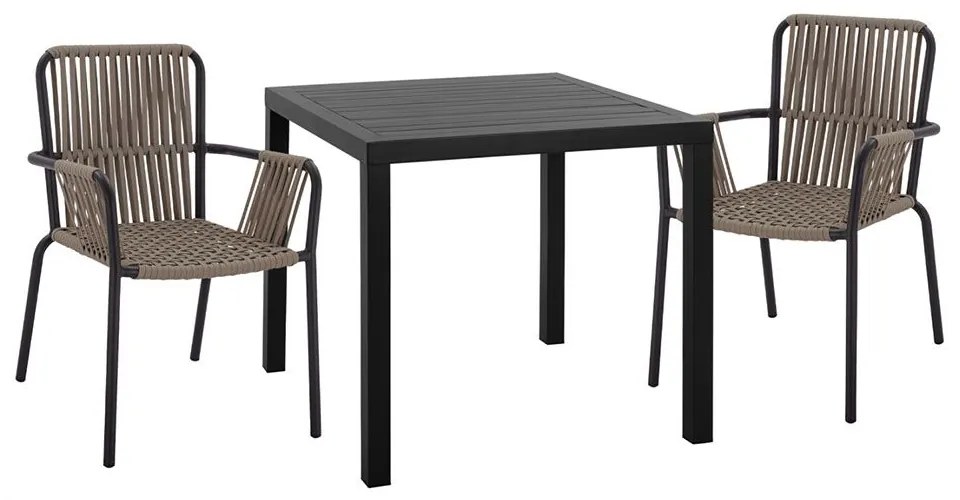 Τραπεζαρία Κήπου (Σετ 3Τμχ) HM11439 80x80x75,5cm Anthracite Two Seater