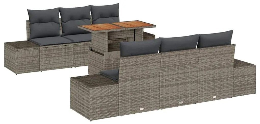 vidaXL Σέτ φαγητού για κήπο 7 pcs Γκρι, Καφέ 100 x 55 x 73 εκ