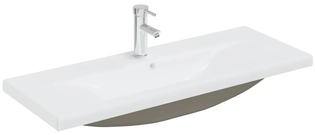 vidaXL Νιπτήρας Ένθετος Λευκός 101 x 39 x 18 εκ. Κεραμικός με Βρύση