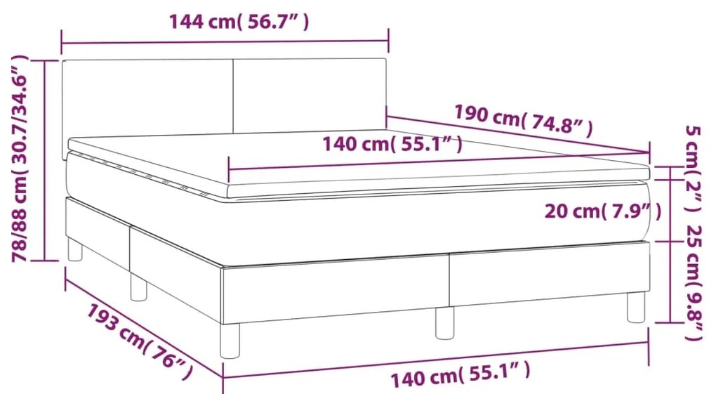 ΚΡΕΒΑΤΙ BOXSPRING ΜΕ ΣΤΡΩΜΑ &amp; LED ΜΑΥΡΟ 140X190 ΕΚ. ΣΥΝΘ. ΔΕΡΜΑ 3134099