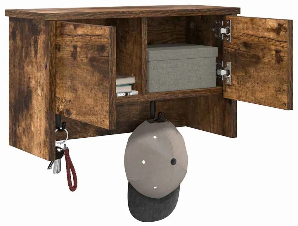 vidaXL Τοίχου Κρεμάστρα με ράφι Καπνιστό Δρύς 50 x 20 x 30 εκ.