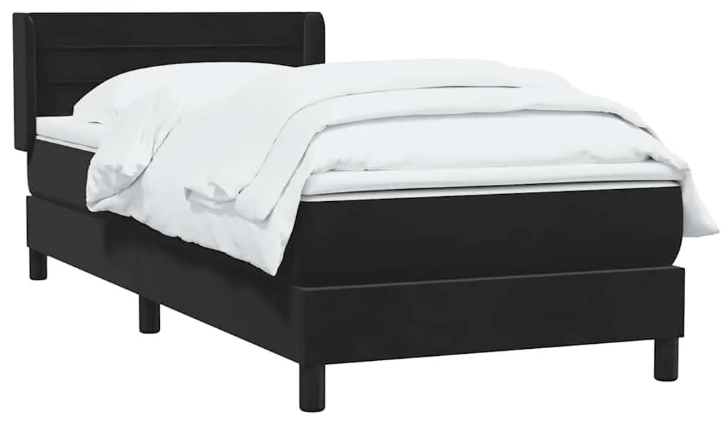 vidaXL Κρεβάτι Boxspring με Στρώμα Μαύρο 80x220 εκ. Βελούδινο