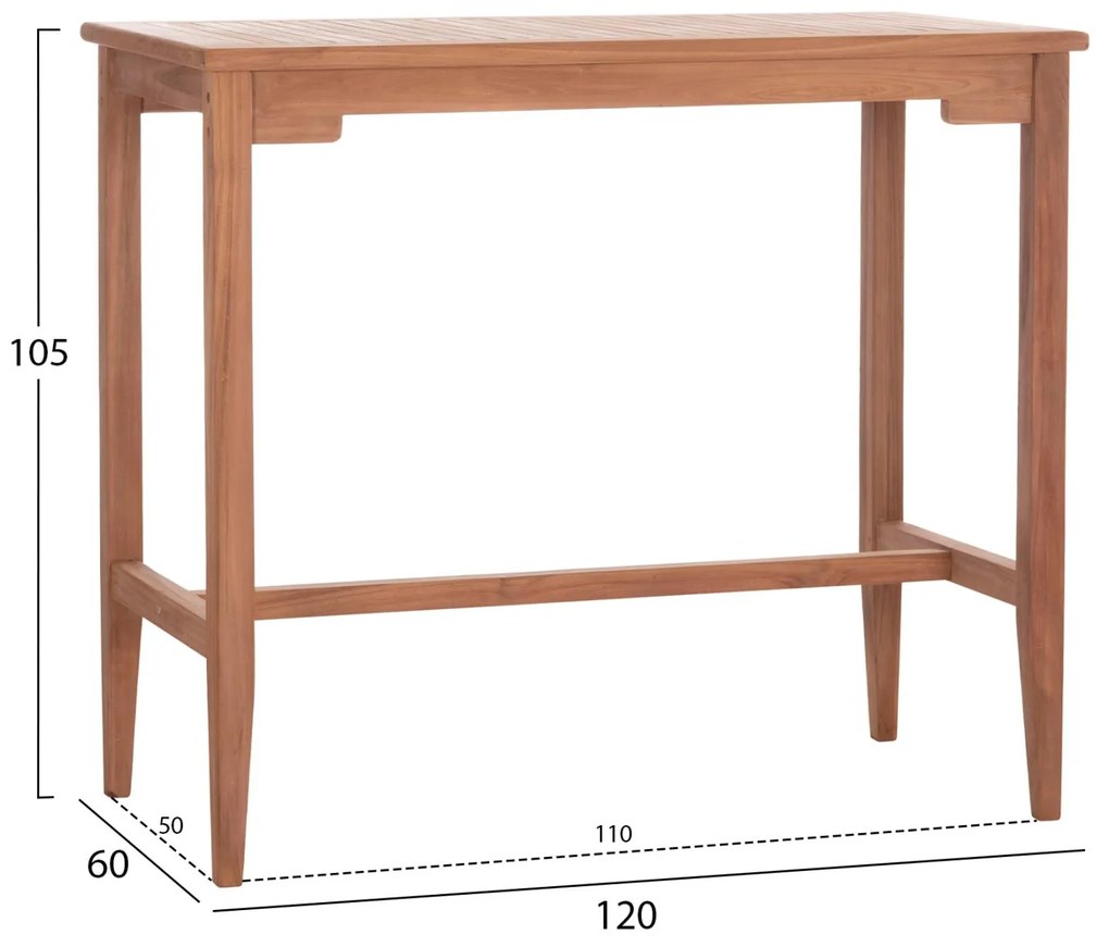 Τραπέζι Μπάρ CRANSTON C18111 Ξύλο ΤΕΑΚ Φυσικό 120x60x105Υ εκ. 120x60x105 εκ.