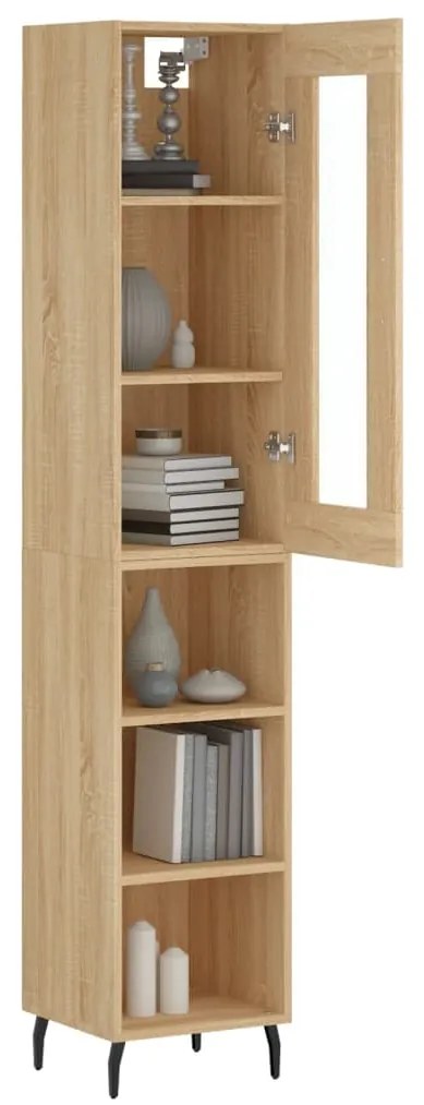 vidaXL Μπουφές Sonoma δρυς 34,5 x 34 x 180 εκ. από Επεξεργασμένο Ξύλο