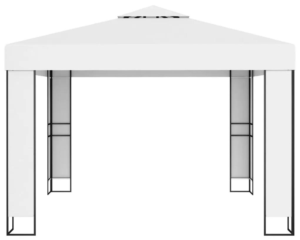 Κιόσκι με Διπλή Οροφή και Φωτάκια LED Λευκό 3 x 3 μ. - Λευκό