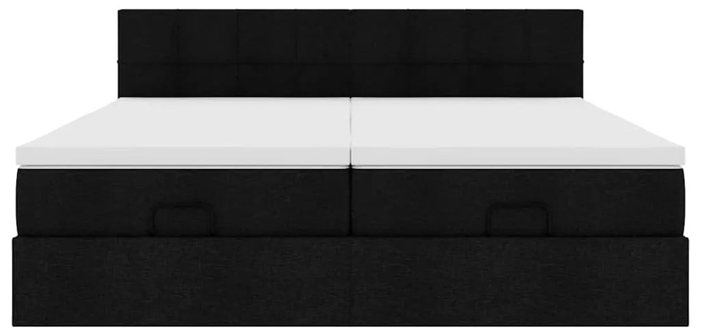 vidaXL Οθωμανικό κρεβάτι με στρώματα Μαύρο 180x200cm Ύφασμα